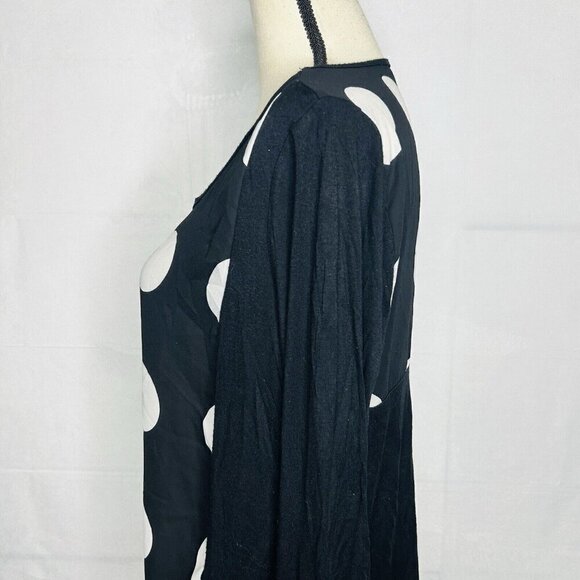 Allison Taylor Blouse Top Long-Sleeve Dot Print Size M Rayon Blend Stretch - Picture 5 of 6